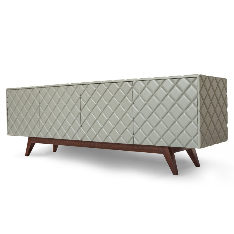 Modern Grey Sideboard TV Stand Diamond Carved Wood Cabinet-Sideboards-Victor Betancourt-LOOMLAN