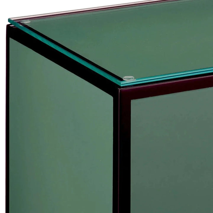 Modern Lacquer Glass Top Side Table - LOOMLAN - Currey & Co - Side Tables