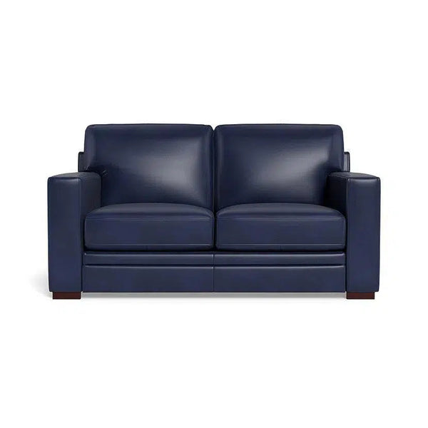 Modern Leather Loveseat With Track Arms