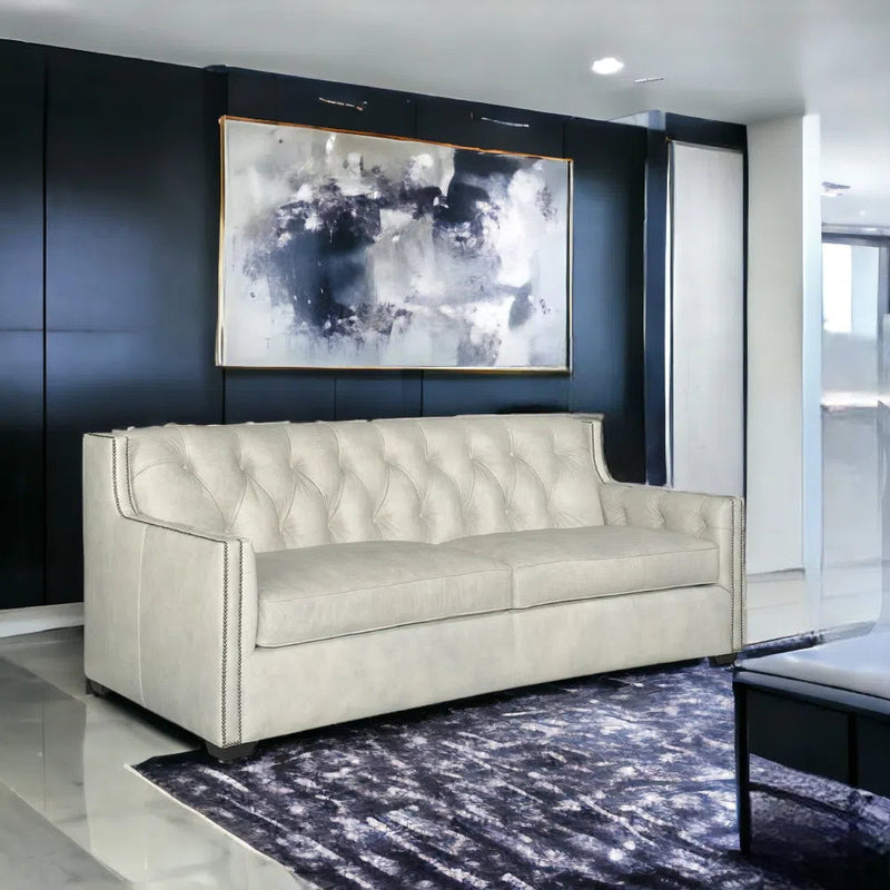 Modern Leather Sofa - 90 Inch Henry Top Grain Leather Couch Sofas & Loveseats LOOMLAN By Uptown Sebastian