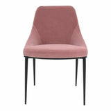 20 Inch Dining Chair Pink Velvet (Set Of 2) Pink Contemporary Dining Chairs LOOMLAN By Moe's Home