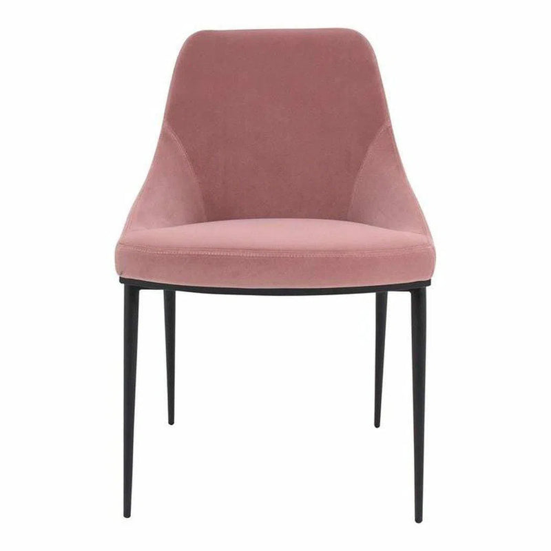 20 Inch Dining Chair Pink Velvet (Set Of 2) Pink Contemporary Dining Chairs LOOMLAN By Moe's Home