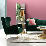 Modern Wingback Armchair Green Velvet