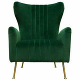 Modern Wingback Armchair Green Velvet