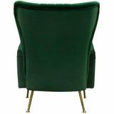 Modern Wingback Armchair Green Velvet