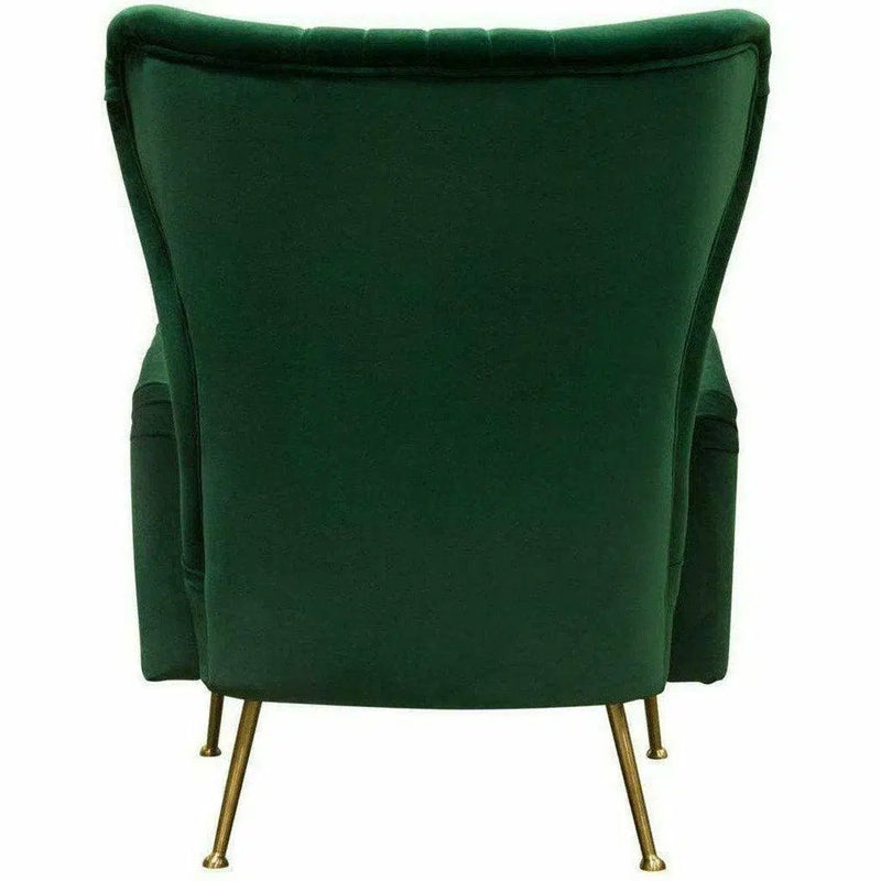 Modern Wingback Armchair Green Velvet