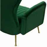 Modern Wingback Armchair Green Velvet