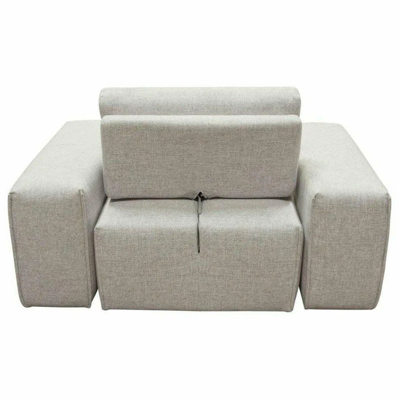 Modular 1-Seater with Adjustable Backrest in Light Grey Fabric Modular Sofas LOOMLAN By Diamond Sofa