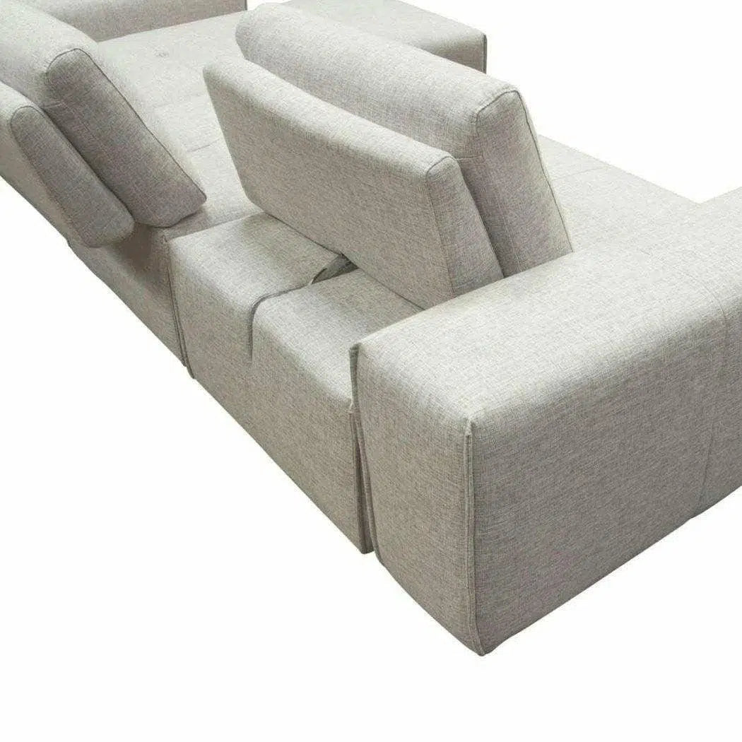 Modular 3-Seater Chaise Sectional Adjustable Backrest