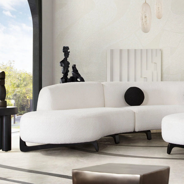 Modular Armless Curved Back White Boucle Sofa Chaise 3PC Set Modular Sofas LOOMLAN By Diamond Sofa