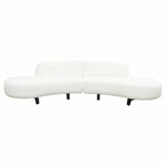 Modular Curved Back White Boucle Sofa Chaise 2PC Set