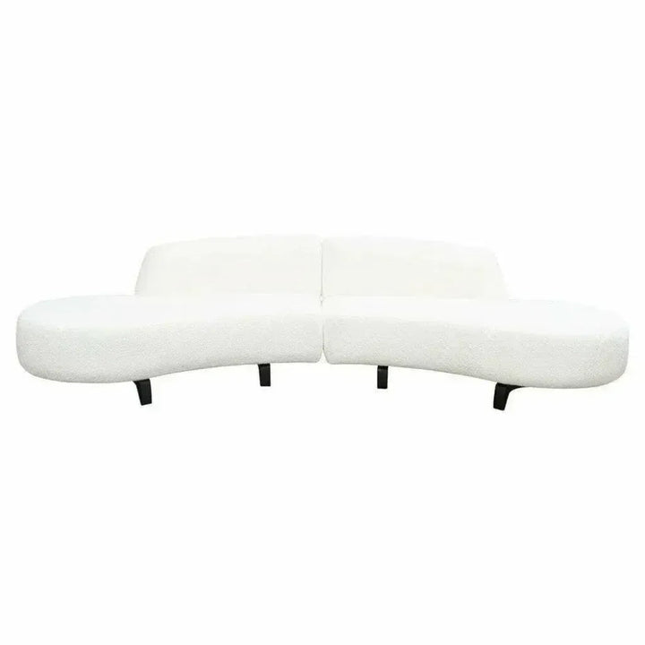 Modular Curved Back White Boucle Sofa Chaise 2PC Set-Modular Sofas-Diamond Sofa-LOOMLAN