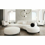 Modular Curved Back White Boucle Sofa Chaise 2PC Set