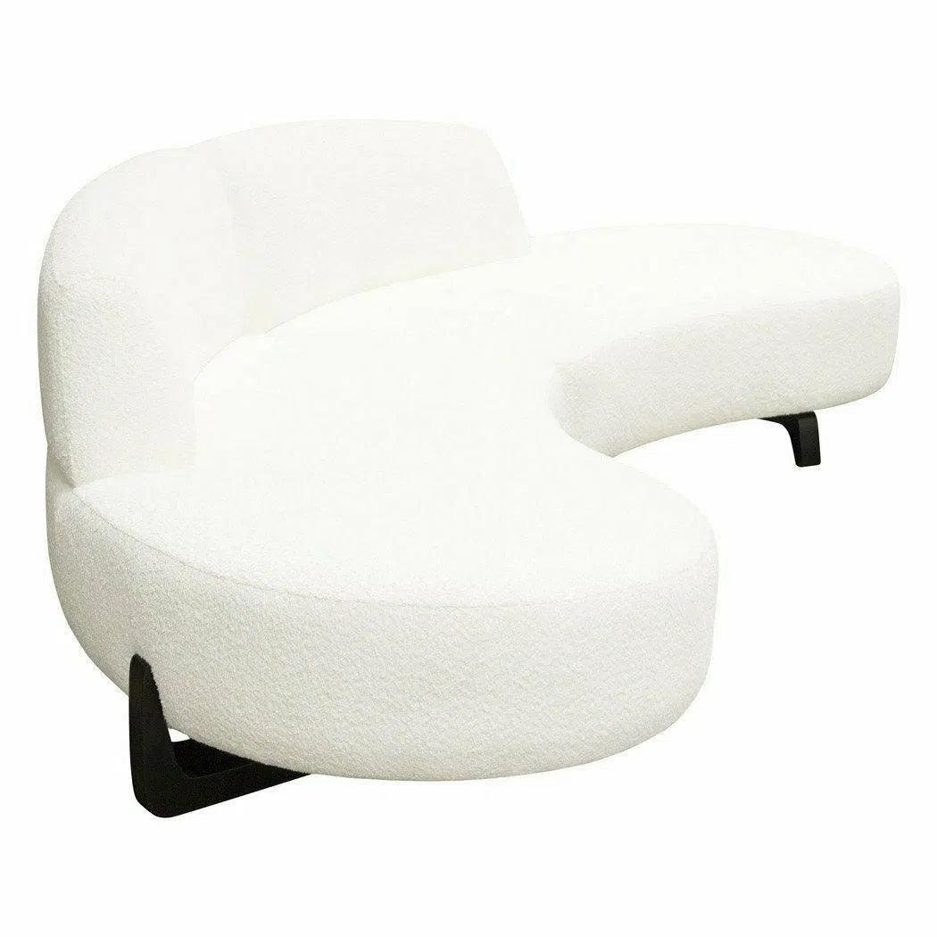 Modular Curved Back White Boucle Sofa Chaise 2PC Set