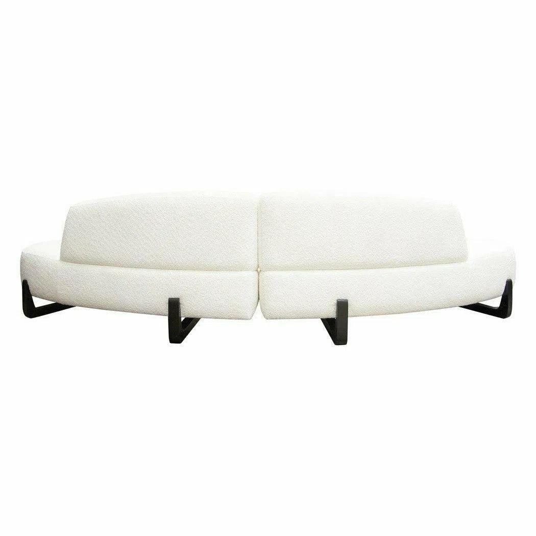 Modular Curved Back White Boucle Sofa Chaise 2PC Set