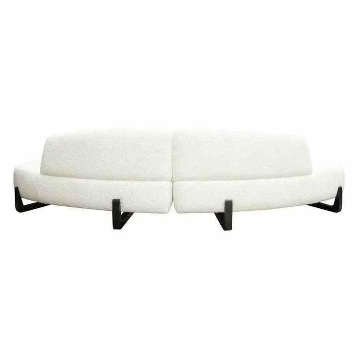 Modular Curved Back White Boucle Sofa Chaise 2PC Set-Modular Sofas-Diamond Sofa-LOOMLAN