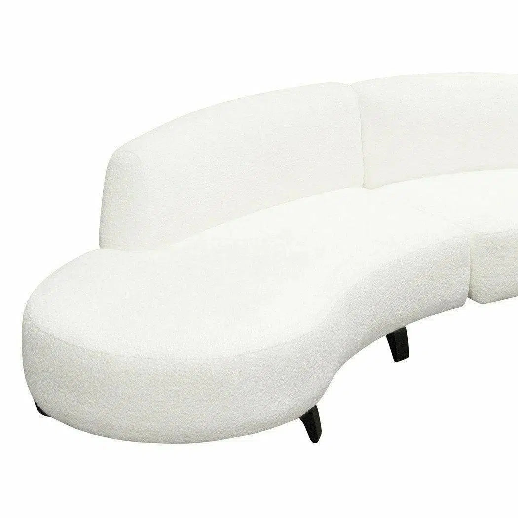 Modular Curved Back White Boucle Sofa Chaise 2PC Set