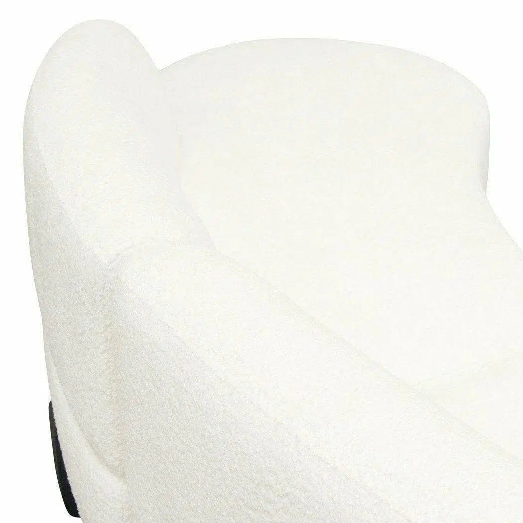 Modular Curved Back White Boucle Sofa Chaise 2PC Set