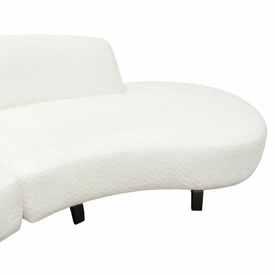 Modular Curved Back White Boucle Sofa Chaise 2PC Set