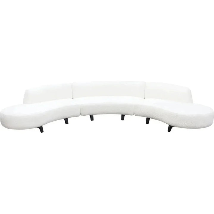 Modular Curved Back White Boucle Sofa Chaise 3PC Set-Modular Sofas-Diamond Sofa-LOOMLAN