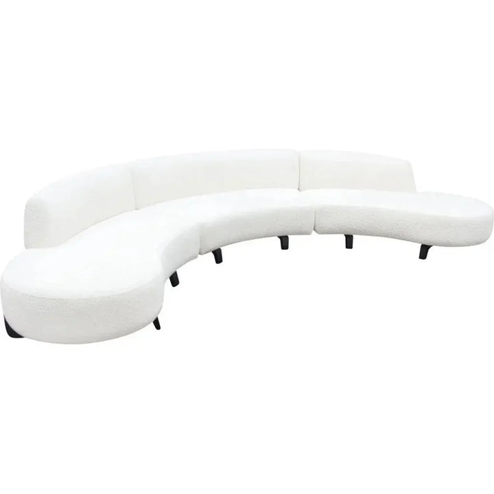 Modular Curved Back White Boucle Sofa Chaise 3PC Set-Modular Sofas-Diamond Sofa-LOOMLAN