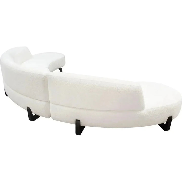 Modular Curved Back White Boucle Sofa Chaise 3PC Set-Modular Sofas-Diamond Sofa-LOOMLAN