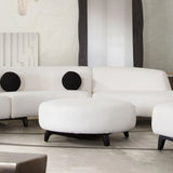 Modular Round White Boucle Sherpa Ottoman Table Modular Components LOOMLAN By Diamond Sofa