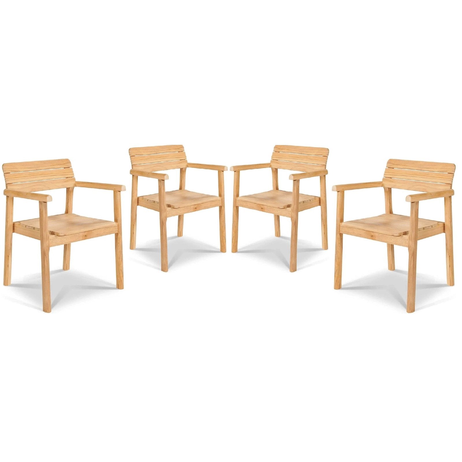 Modurn Teak Outdoor Dining Stacking Armchair 4PC - LOOMLAN