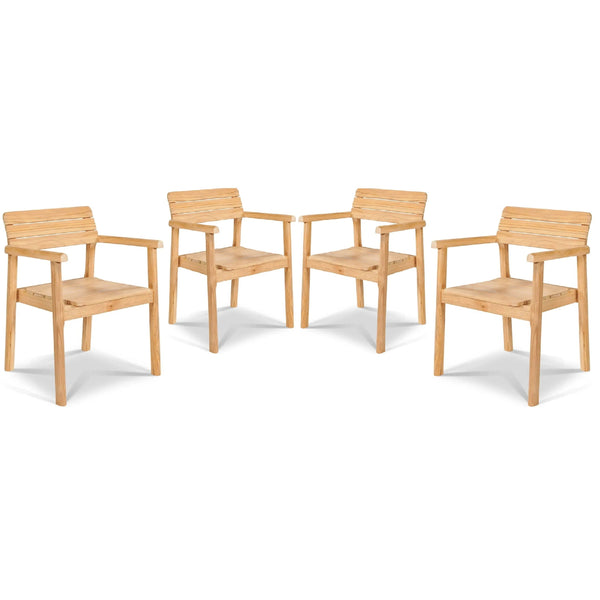 Modurn Teak Outdoor Dining Stacking Armchair 4PC-Outdoor Dining Chairs-HiTeak-LOOMLAN