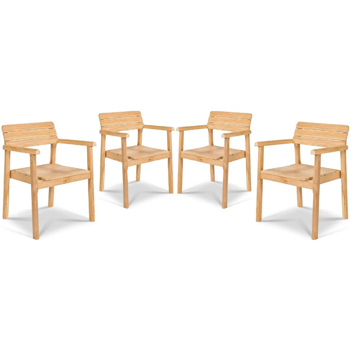Modurn Teak Outdoor Dining Stacking Armchair 4PC-Outdoor Dining Chairs-HiTeak-LOOMLAN