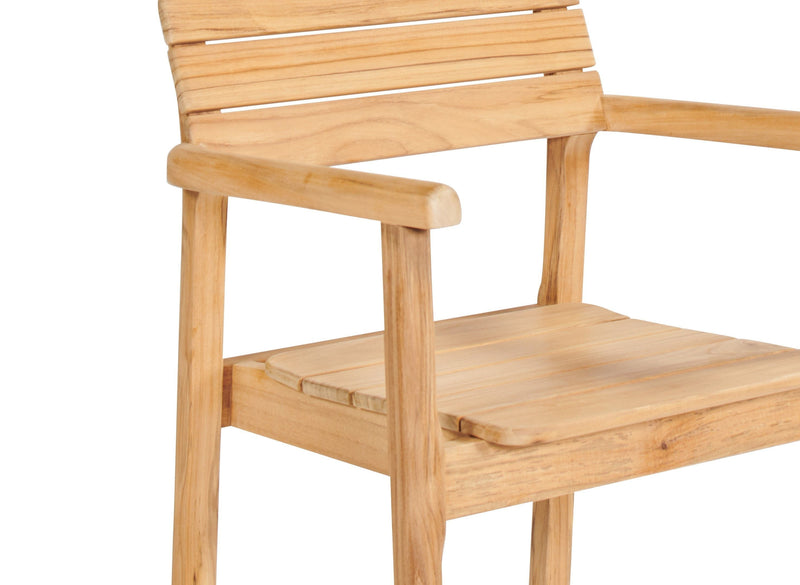 Modurn Teak Outdoor Dining Stacking Armchair (Set of 4)-Outdoor Dining Chairs-HiTeak-LOOMLAN
