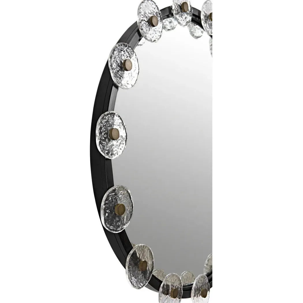 Moira Mirror Glass Details Black Round Wall Mirror