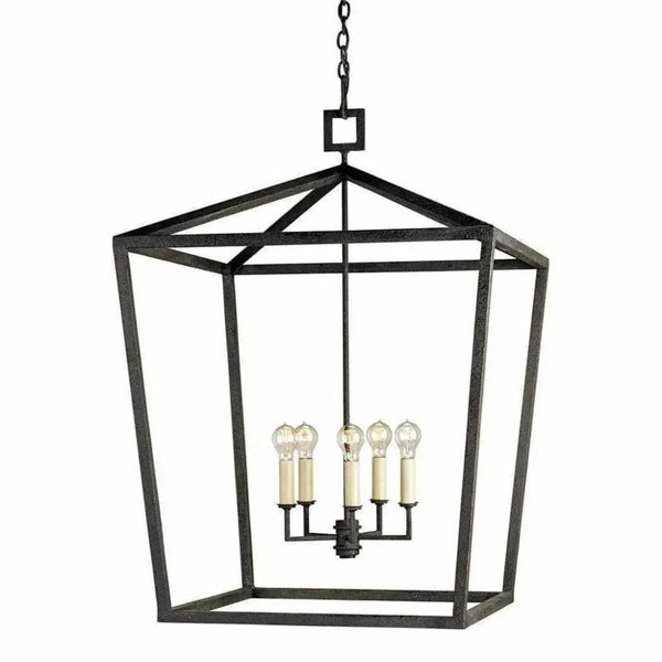 Mole Black Denison Black Grande Lantern - LOOMLAN - Currey & Co - Pendants