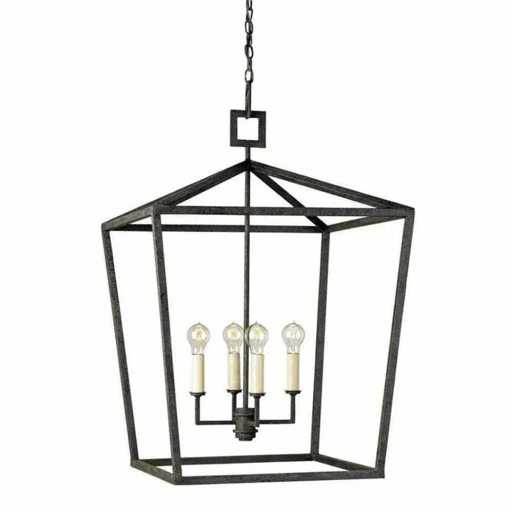 Mole Black Denison Black Large Lantern - LOOMLAN - Currey & Co - Pendants