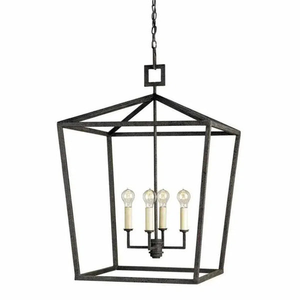Mole Black Denison Black Large Lantern - LOOMLAN - Currey & Co - Pendants