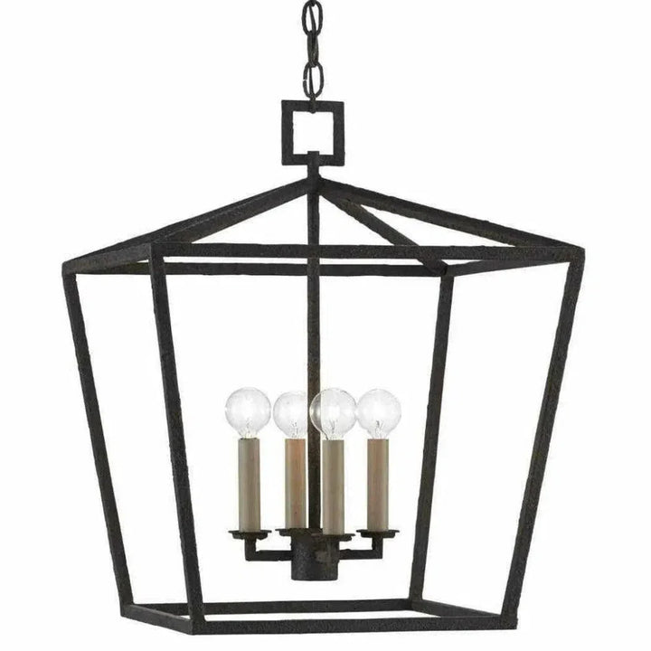 Mole Black Denison Black Medium Lantern - LOOMLAN - Currey & Co - Pendants