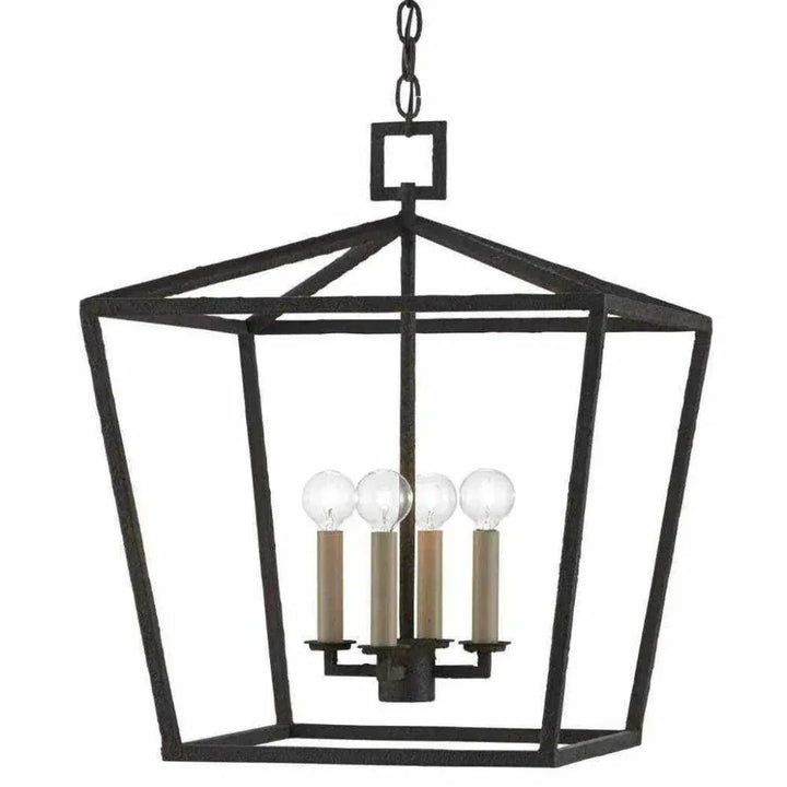 Mole Black Denison Black Medium Lantern - LOOMLAN - Currey & Co - Pendants