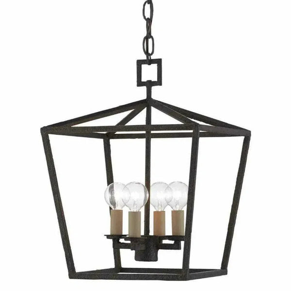 Mole Black Denison Black Small Lantern - LOOMLAN - Currey & Co - Pendants
