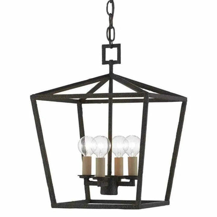 Mole Black Denison Black Small Lantern - LOOMLAN - Currey & Co - Pendants