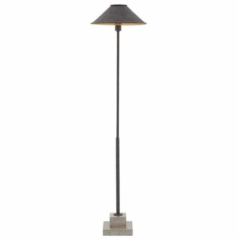 Mole Black Gold Leaf Polished Concrete Fudo Floor Lamp Floor Lamps LOOMLAN By Currey & Co