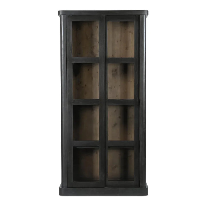 Mona Black Solid Wood With Sliding Doors Tall Cabinet - LOOMLAN - Moe's Home - Accent Cabinets