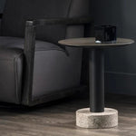 Monaco Marble Based Wooden Round End Table