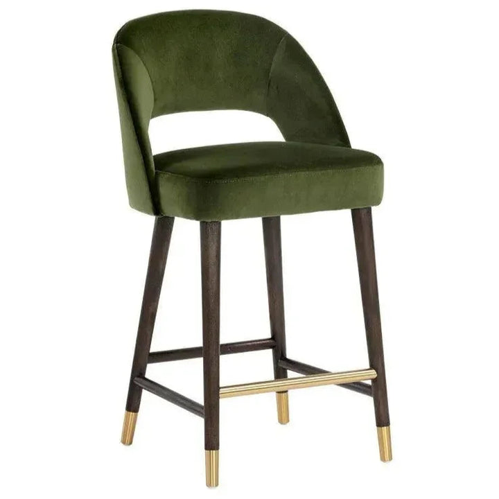 Monae Leather Chic Barrel Counter Stool - LOOMLAN - SUNPAN - Counter Stools