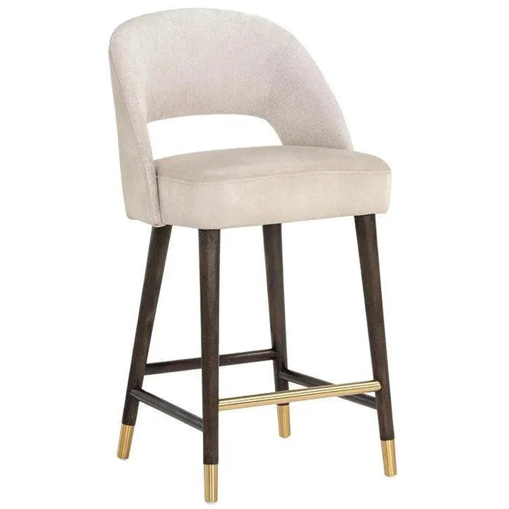 Monae Leather Chic Barrel Counter Stool - LOOMLAN - SUNPAN - Counter Stools