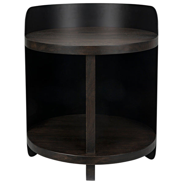 Mondo Bongo Wood and Steel Round Side Table-Side Tables-Noir-LOOMLAN