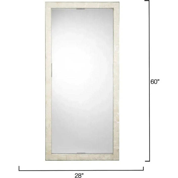 Monroe Mother Of Pearl Rectangle Floor Mirror-Floor Mirrors-Jamie Young-LOOMLAN