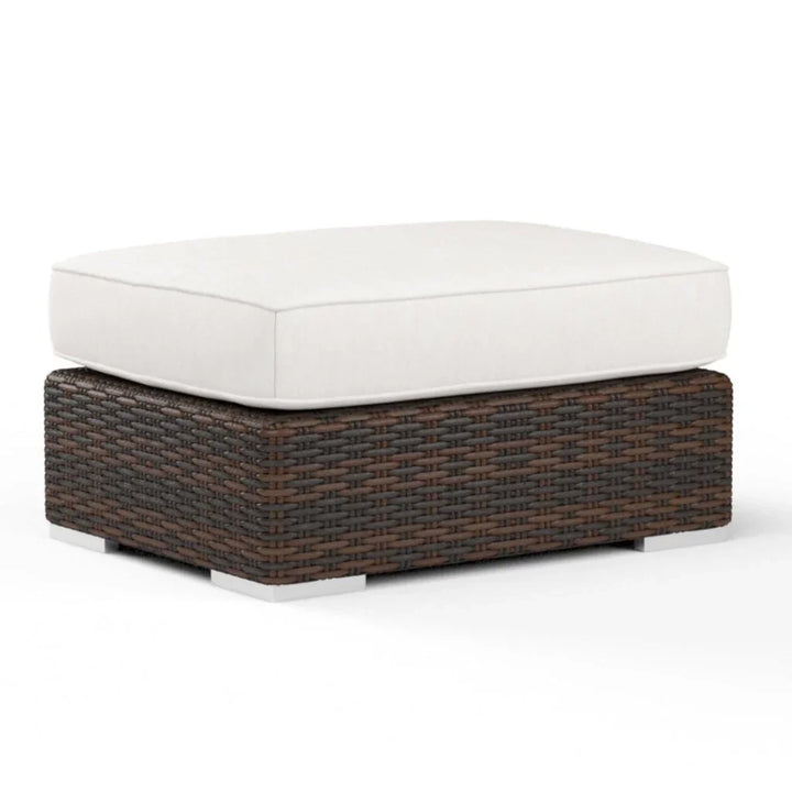 Montecito Sunbrella Outdoor Ottoman-Outdoor Ottomans-Sunset West-Canvas Flax-LOOMLAN