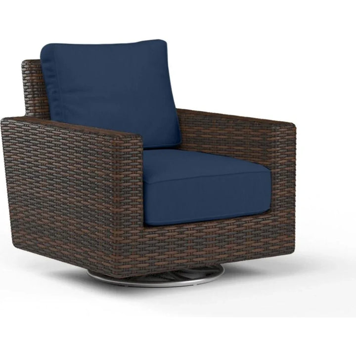 Montecito Sunbrella Swivel Outdoor Rocker-Outdoor Accent Chairs-Sunset West-Spectrum Indigo-LOOMLAN