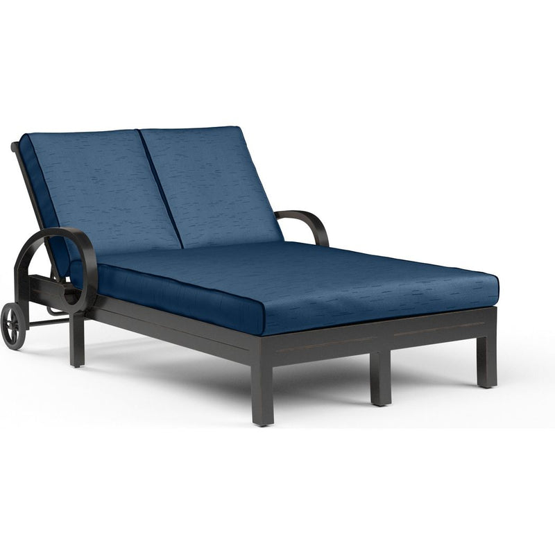 Monterey Sunbrella Outdoor Double Chaise-Outdoor Chaises-Sunset West-Spectrum Indigo-LOOMLAN