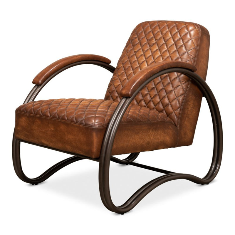 Montmartre Accent Chair Carter Brown Leather-Accent Chairs-Sarreid-LOOMLAN